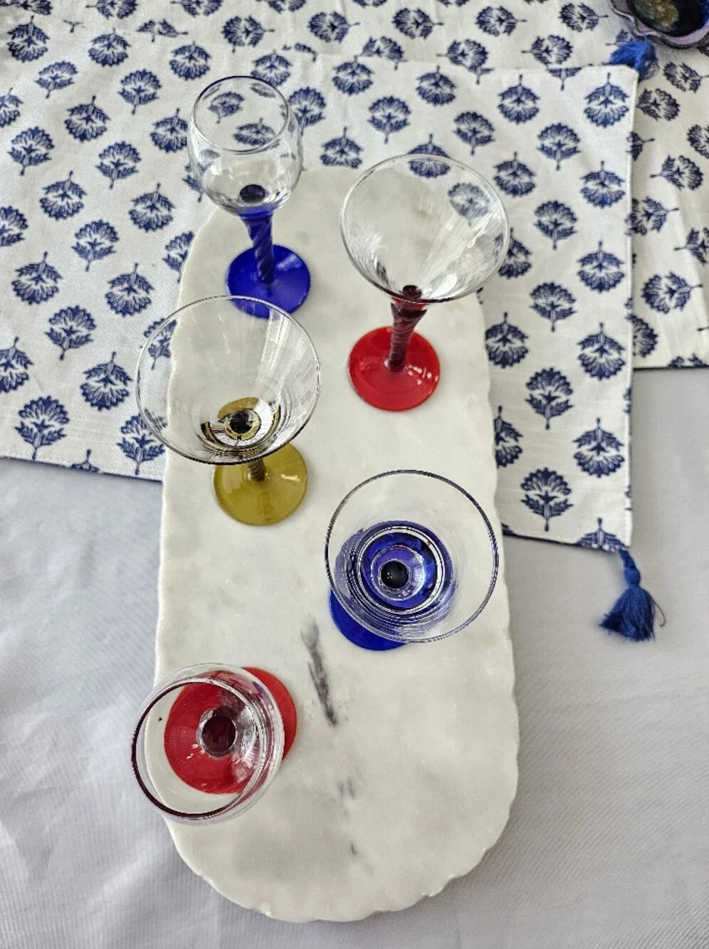 VTG The Bombay Company Colorful Twisted Spiral Stem Cordial Glasses Set of 5